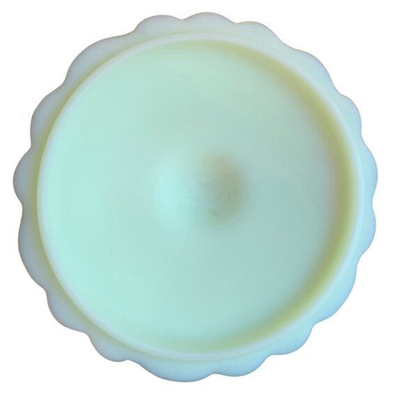 Fenton Lidded Uranium Glass Compote Dish With Water Lily  Motif - Picture 15 of 16